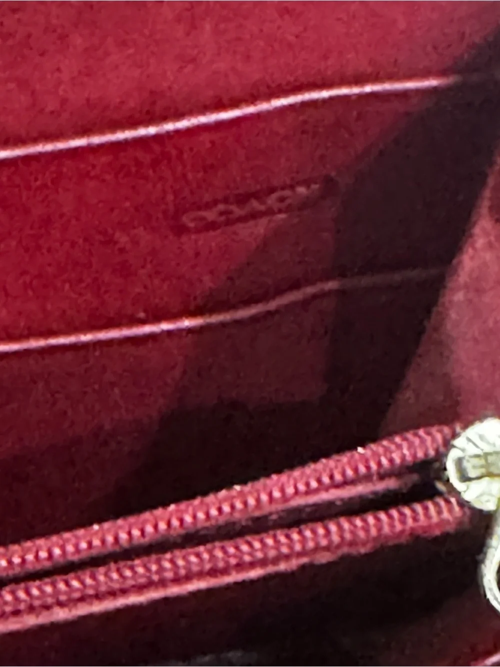 Coach vintage Leather Zip-Around Wallet in Deep Red